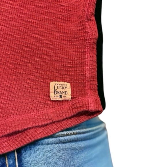 Lucky Brand Mens Large Thermal Shirt Lived In Thermal Faded Burgundy Maroon - Picture 2 of 2